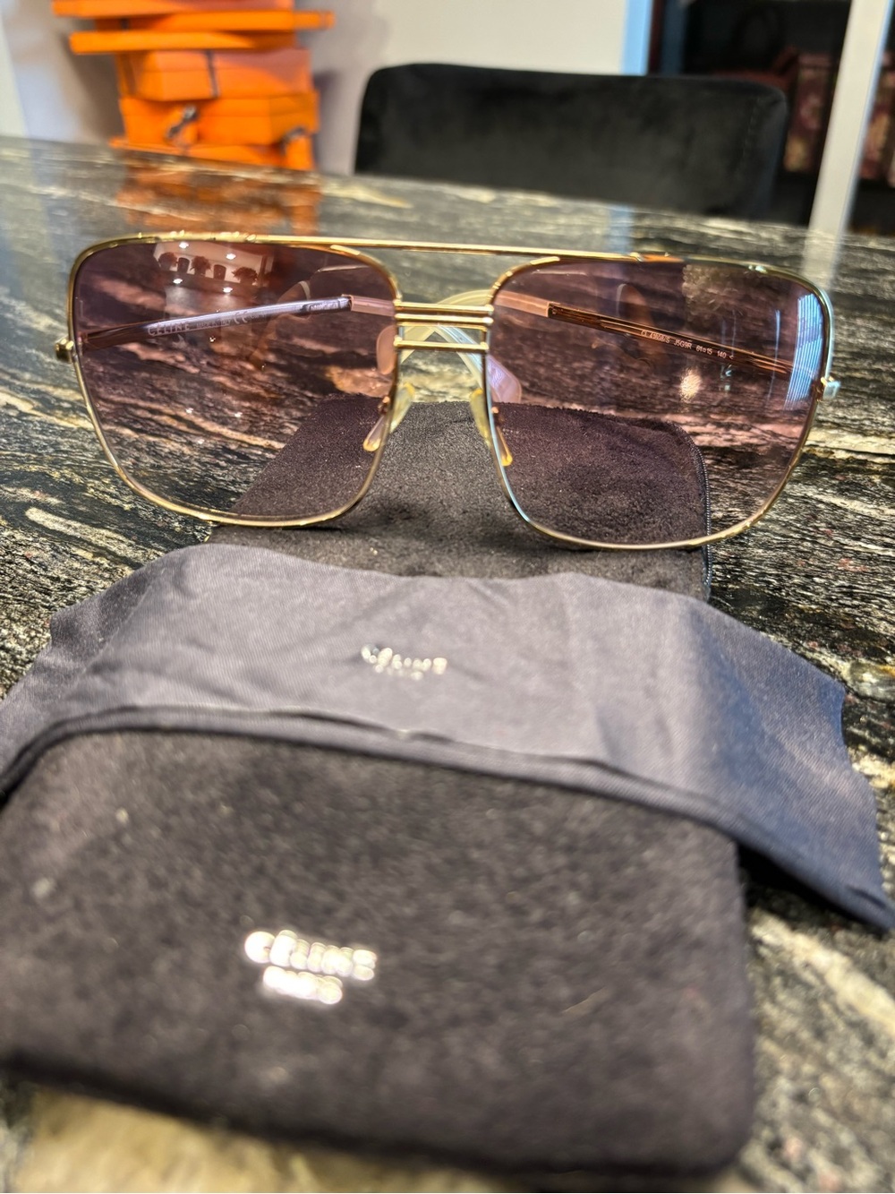 Celine Gold Frame Sunglasses with Brown Gradient Lenses
